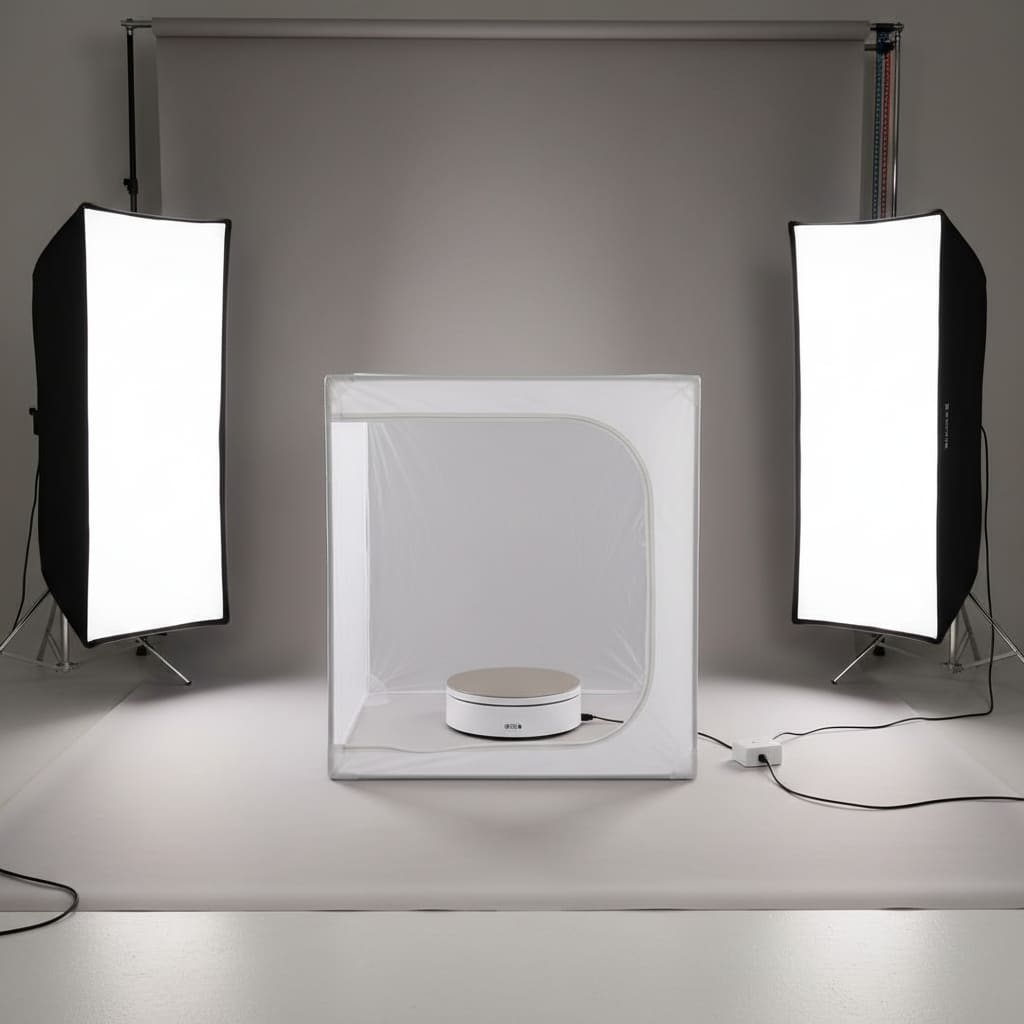 Product photography light tent and softboxes